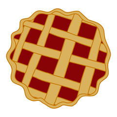 Lattice pie crust with red fruit or berry filling, vector