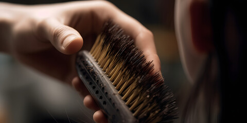 close-up of a brush being used to style a persons hair one generative AI