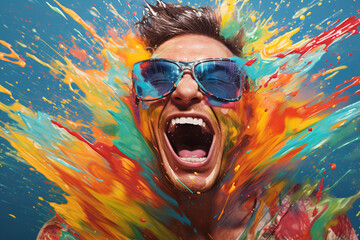 Vibrant Advertising Portrait Paint Splash: HD Wallpaper for Desktop & Smartphone