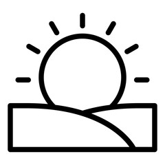 Sunrise on the hill  outline line icon