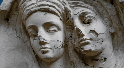 beautiful old weathered plaster sculptures