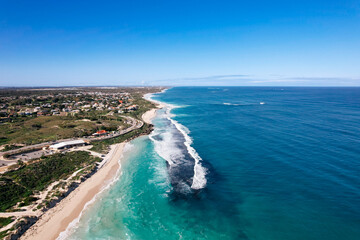 Aerial view of Yanchep Lagoon and beach just north of Perth