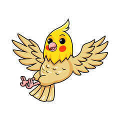 Cute lutino cockatiel bird cartoon