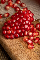 red pomegranate without peel with lots of sweet seeds
