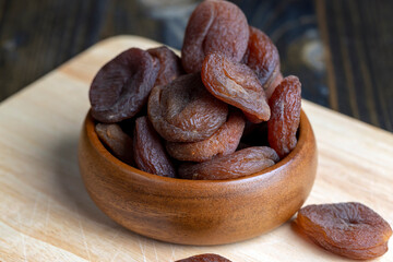 Naturally dried ripe apricots, close up