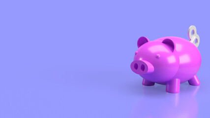 The piggy bank with wind up for earn or saving concept 3d rendering