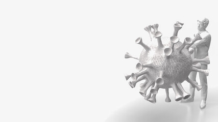 The man and virus for long covid or medical concept 3d rendering