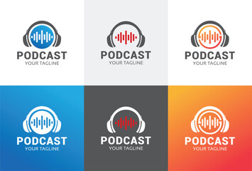 Podcast logo icon vector illustration