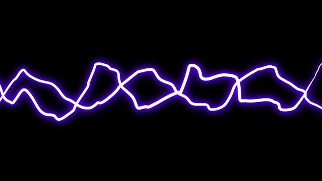 横に走る太めの電気・電撃のアニメーション　ループ　黒背景　紫