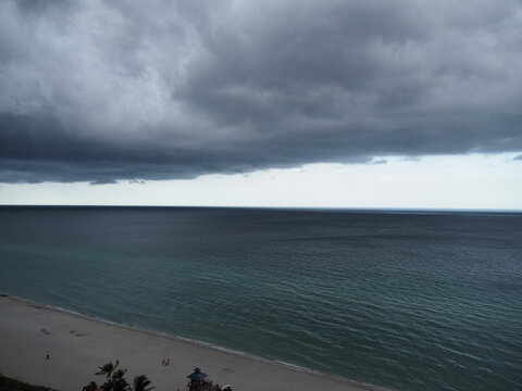 Storms roll out over the Atlantic off the coast of Miami. 