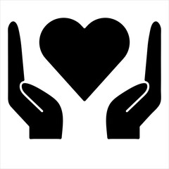 Obraz premium Heart in hand icons, Hands holding heart icon.medicine symbol. Healthcare hands holding heart flat illustration on white background