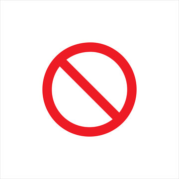  Red no symbol. Circle red warning icon flat illustration on white background..eps
