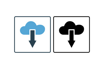 Cloud download Icon. suitable for web site design, app,user interfaces. solid icon style. Simple vector design editable
