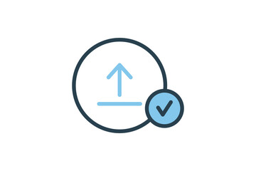 Upload Success Icon. suitable for web site design, app, user interfaces. flat line icon style. Simple vector design editable