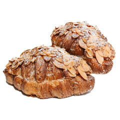 Croissant with almond on a transparent background
