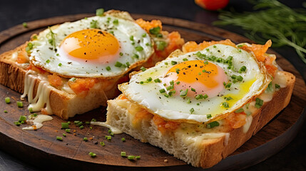 Toast with eggs.
