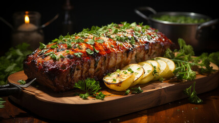 grilled ribs on the table