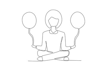 One continuous line drawing of work life balance concept. Doodle vector illustration in simple linear style. 