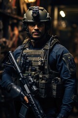 photography of a standing special forces soldier