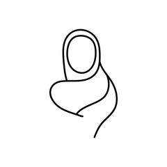 Fototapeta premium Saudi People line icon.Woman in traditional Muslim shemakh head scarf.Vector illustration editableicon..eps