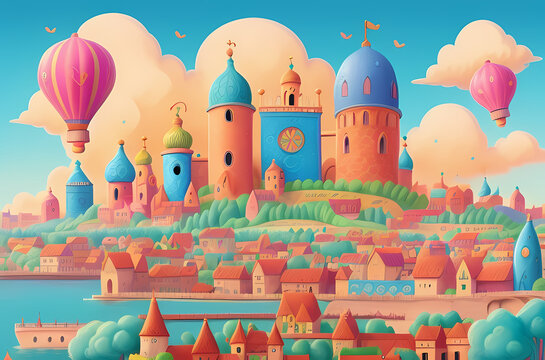 funny castle in a cartoon kindom