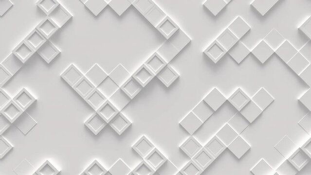 Abstract motion background from random moving cubes, seamless loop animation