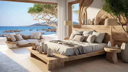 Fototapeta premium modern interior with comfortable fireplace and cozy decor.