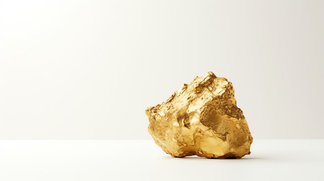 Gold nugget on a white background
