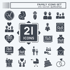 Icon Set Family. related to Love symbol. simple design editable. simple illustration