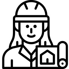 woman architect line icon