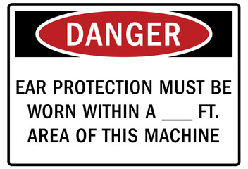 Obraz premium Ear protection area warning sign and labels