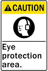 Ear protection area warning sign and labels