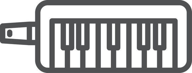 線画のシンプル楽器の単品アイコン　鍵盤ハーモニカ