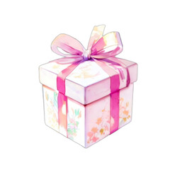 Obraz premium cute watercolor gift box for design, generative ai, cute gift box isolated for design 