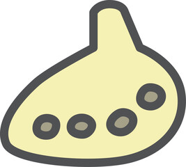 カラーシンプル楽器の単品アイコン　オカリナ