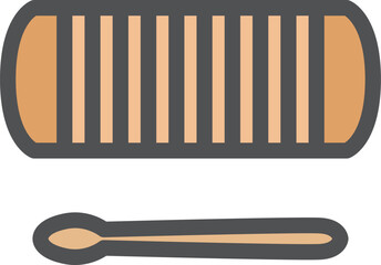 カラーシンプル楽器の単品アイコン　ギロ