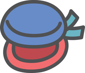 カラーシンプル楽器の単品アイコン　カスタネット