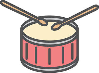 カラーシンプル楽器の単品アイコン　スタードラム