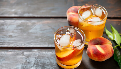 Peach iced tea mix with soda. Summer drink