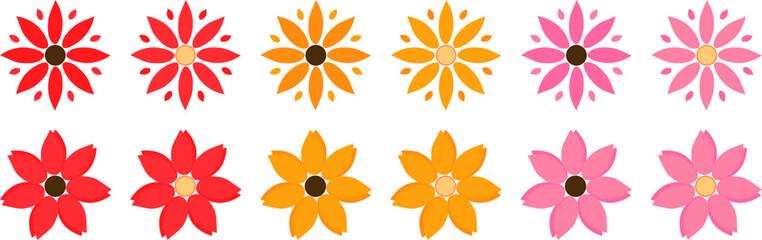Flower icons on transparent background, SVG