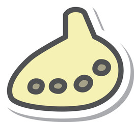 ステッカー風シンプル楽器の単品アイコン　オカリナ