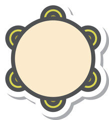 ステッカー風シンプル楽器の単品アイコン　タンバリン