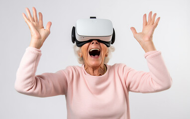 An elderly lady who finds joy in VR as a pastime during her golden years.