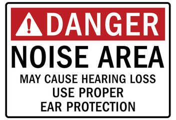 Obraz premium High noise area warning sign and labels may cause hearing loss. Use proper ear protection