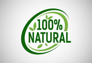 Natural, organic, fresh food vector logo or badge template for product