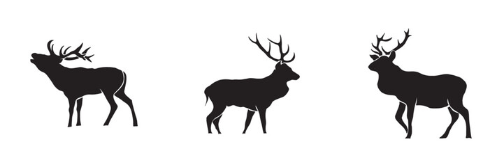 deer vector illustration.
Deer Silhouette on White Background.
Deer silhouette in the wild.
Deer silhouette.