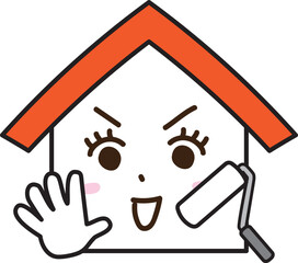 楽しそうに外壁を補修する家の表情