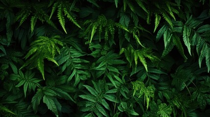 Tropical leaves background. Green Fern leaves pattern. Tropical leaves texture, Generative AI