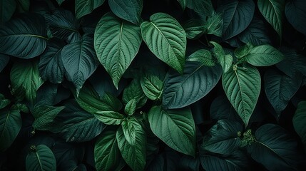Fototapeta premium Tropical leaves background. Green leaves pattern. Tropical leaves texture, Generative AI