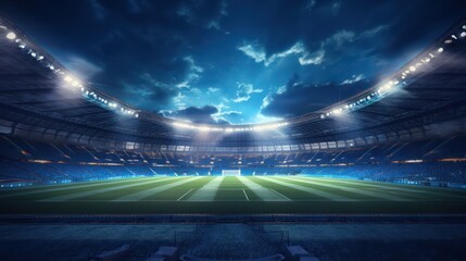 Football stadium at night with light.